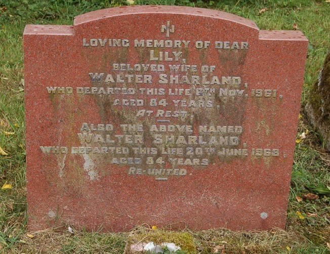 Grave of walter and lily sharland