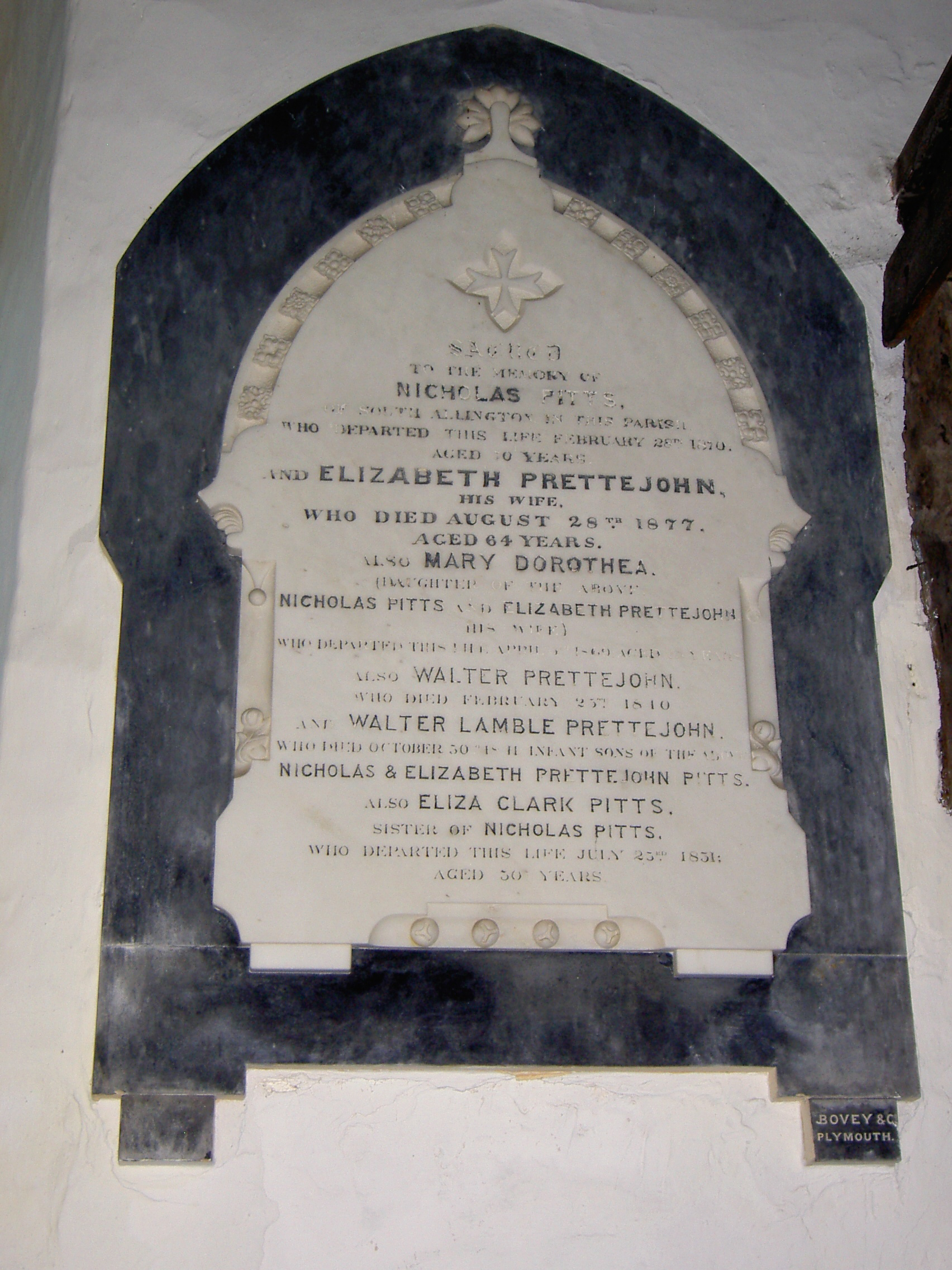 plaque in Chivestone church