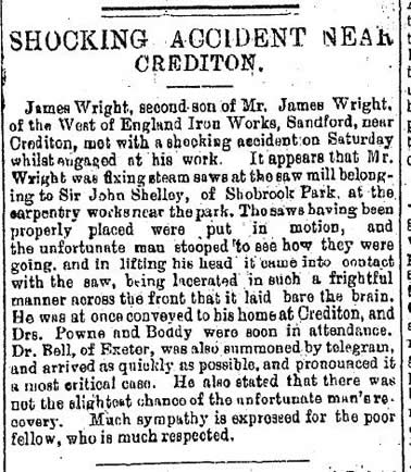 Newspaper report of accident